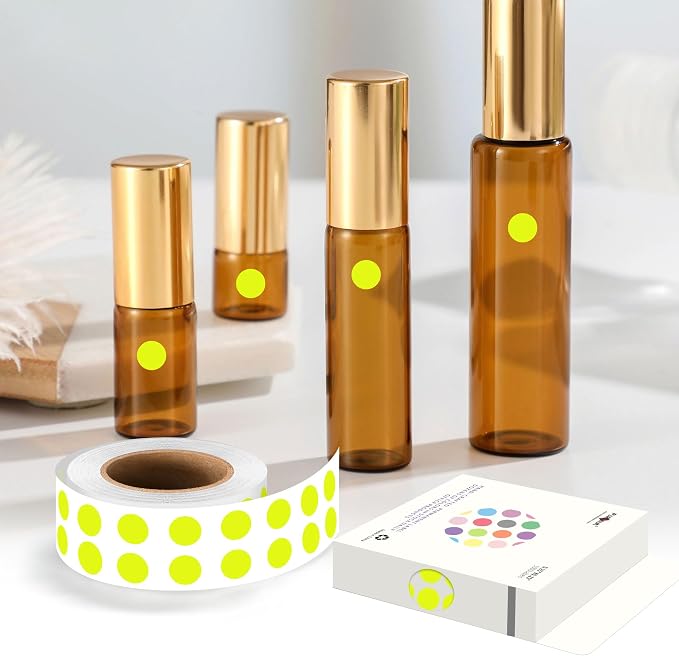PARLAIM 1/4 Inch Circle Sticker Labels,1000 Stickers Round Color Coding Circle Dots Stickers, Adhesive Roll Dot Label for Inventory Organize, File Classification (Fluorescent Yellow)