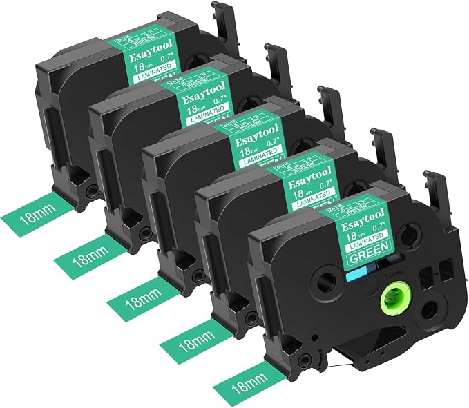 5 Pack Compatible with P-Touch TZe-745 AZE-745 TZ-745 White on Green 18mm 0.7'' Laminated Label Tape Replacement for Ptouch PT-1300 PT-2030 PT-300 PT-D400AD PT-E550W PT-P950NW Label Maker