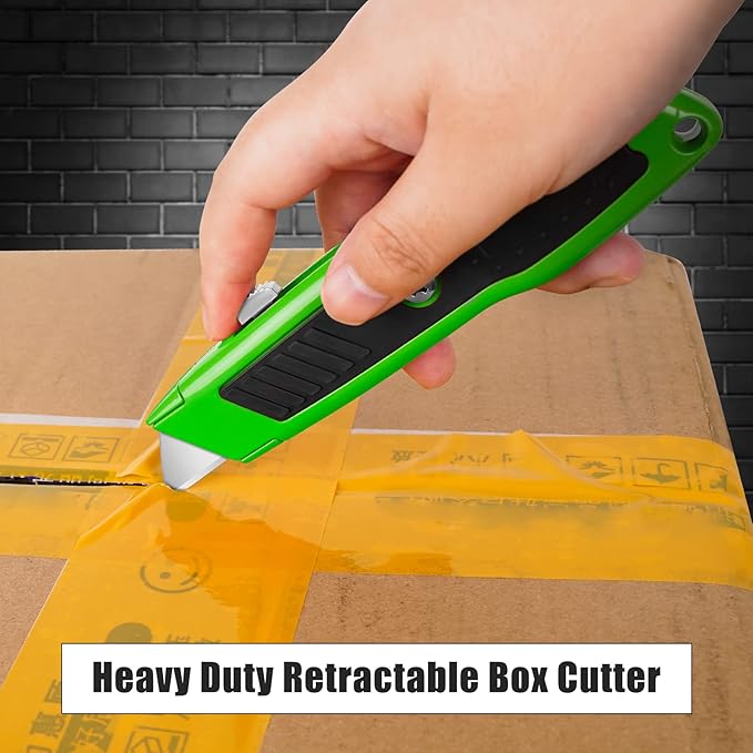 DIYSELF 2 Pack Utility Knife, Box Cutter Retractable, Heavy Duty Small Box Knife Exacto Knife, Comfortable Aluminum Handle, Sharp Blade, Box Opener for Cardboard, Boxes, Carpet (Green)