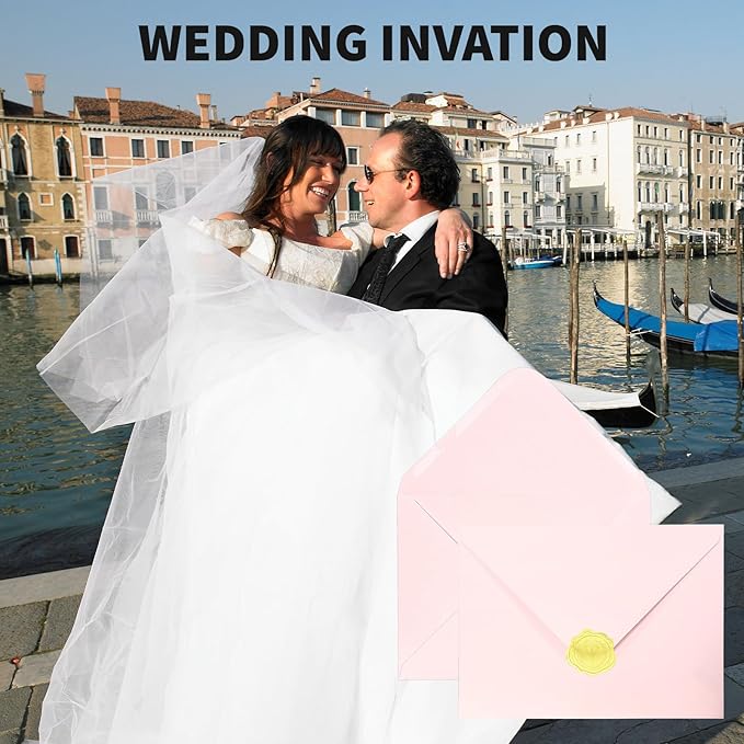 YINUOYOUJIA 50 PCS Pink Specialty Paper Envelopes A7, 5 x 7 Envelopes for Invitation, Great for Wedding Invitation Cards, Photos,Perfect for Birthday, Baby Shower, Graduation, Christmas