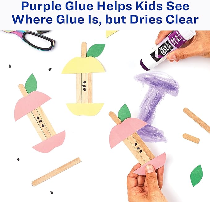 Avery Glue Stic, Disappearing Purple, Washable, Non-Toxic, 1.27oz, 6 Glue Sticks, 2-Pack, 12 Total (10222)