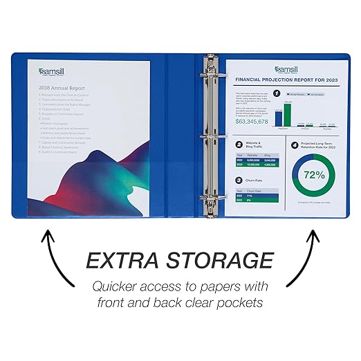 Samsill Durable 1.5 Inch Binder, D Ring Binder, 100% Recycled Chipboard, Blueberry