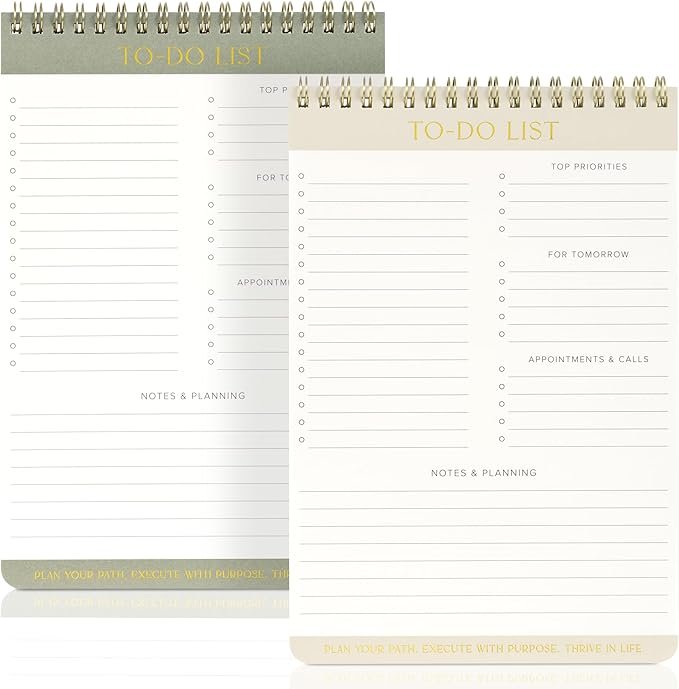 ZICOTO Beautiful To Do List Note Pads Set Of 2 for Easy Daily Planning - The Perfect Work Notepads, Notebooks and Office Desk Supplies For Women - Perfect to Effectively Organize Your Tasks