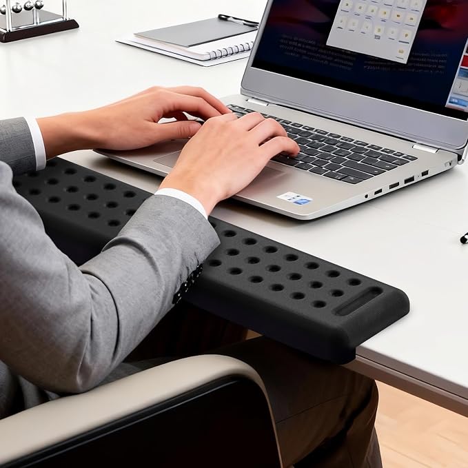 Leolee L-Shaped Desk Long Wrist Rest Elbow 60CM, Black Arm Rest for Desk | Memory Foam, Non-Slip Base, Ergonomic Desk Edge Cushion, Wrist Support for Computer Keyboard, Typing, Office, Home