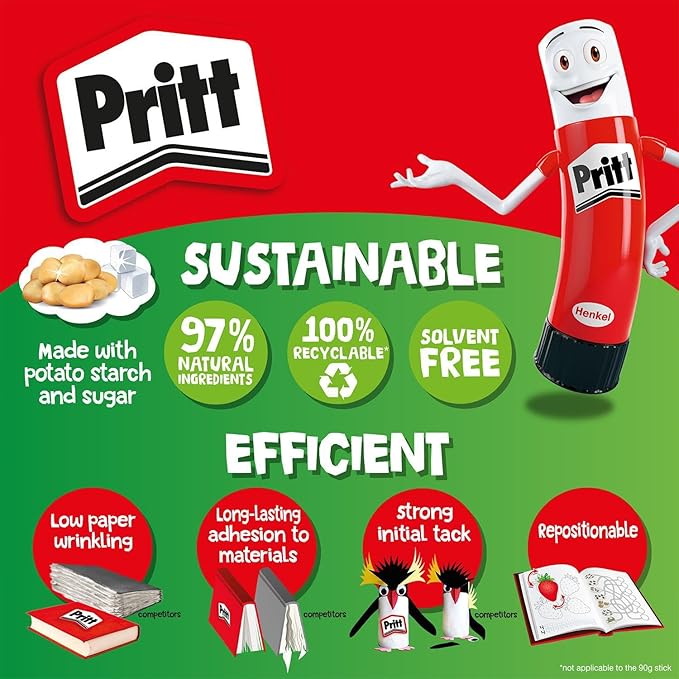 Pritt PK8MP Glue Sticks, 4 x 43g