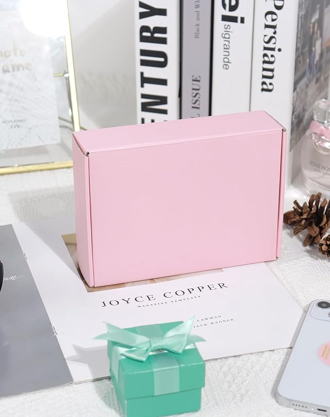 7x5x2 Inch Pink Shipping Boxes for Small Business, 50 Pack Small Corrugated Cardboard Boxes, Cute Mailer Packaging Boxes for Gift