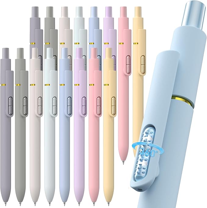 Hiacry 16 Pack Gel Pens, Quick-Dry Long Lasting Black Ink-0.7mm Fine Point | Smooth Writing Fidget Pens, Stress Relief, No Smear, No Bleed, Journaling,Note Taking, Work, School,Office, Students & Adults