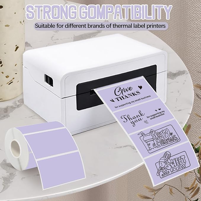 Starboling 3" x 2" Thermal Labels,Self-Adhesive Rectangle Thermal Printer Sticker,for Price,Barcode,Mailing,Name（Purple）