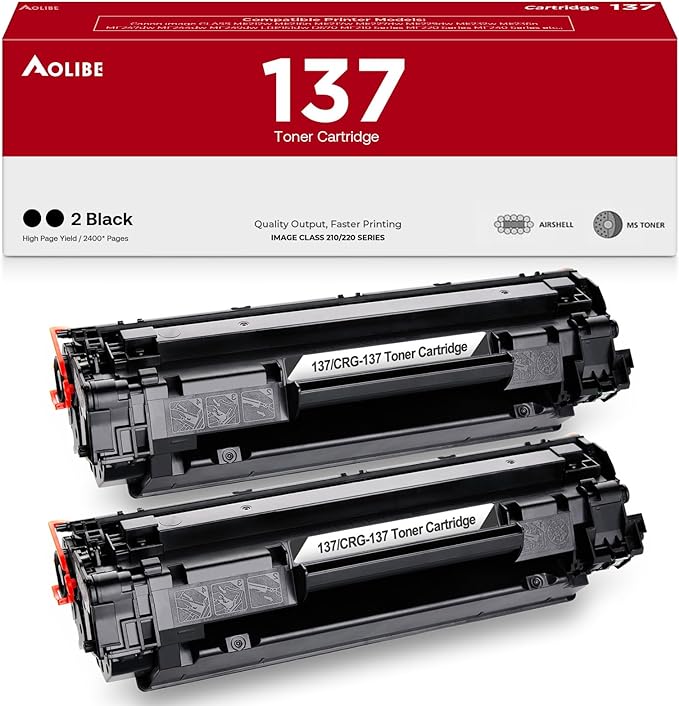AOLIBE 137 Compatible Black Toner Cartridge Replacement for Canon 137 Toner Cartridge, Use for MF232w, MF242dw, MF212w, MF216n, MF217w, MF244dw, MF247dw, MF249dw, MF227dw Printers, 2-Pack