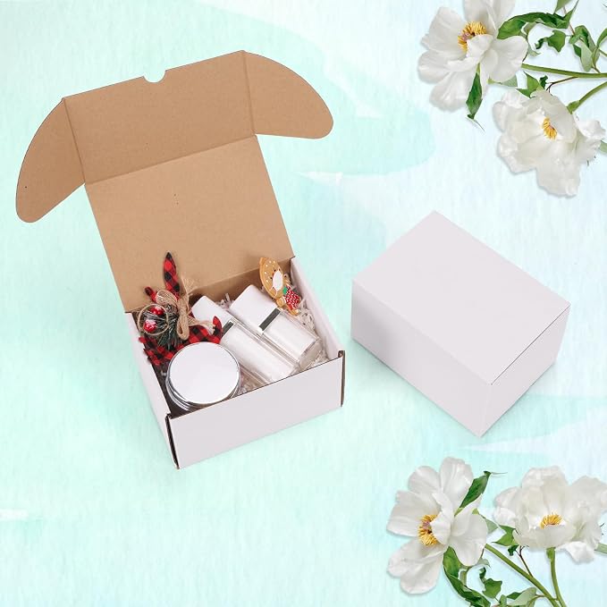 WIFTREY 7x5x4 Small Shipping Boxes Set of 40, White Corrugated Cardboard Box Shipping Box for Packaging Small Business, Moving, Mailing