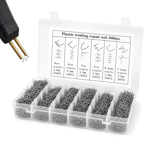 3000 PCS Plastic Welding Staples, 6 Types Hot Staples for Plastic Welder, Stainless Steel Repair Staples for Auto Bumper and DIY Projects