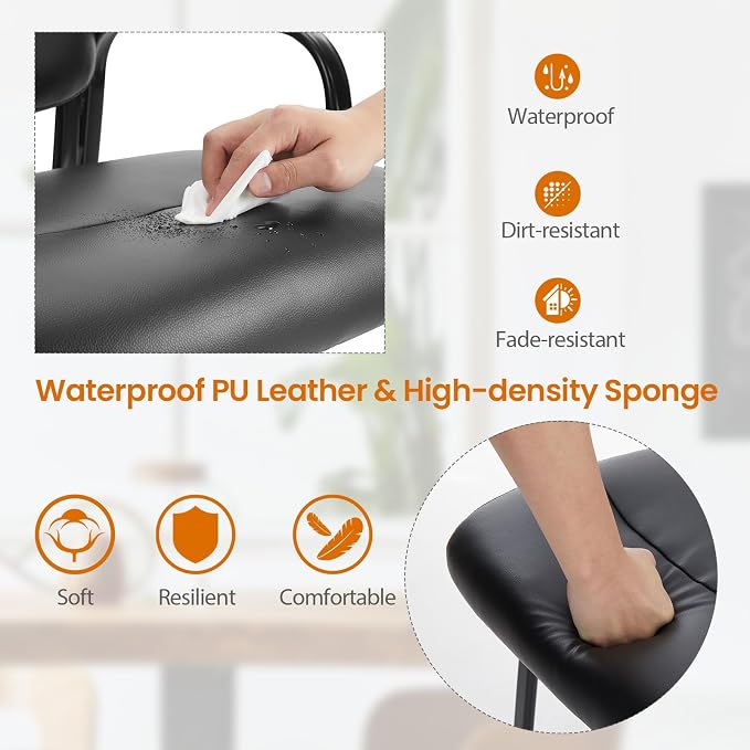OLIXIS Waiting Room Chairs Set of 4, Side Guest Chairs for Conference | Stationary PU Leather, Padded Arms for Reception Meeting Lobby Medical Clinic Church Elderly