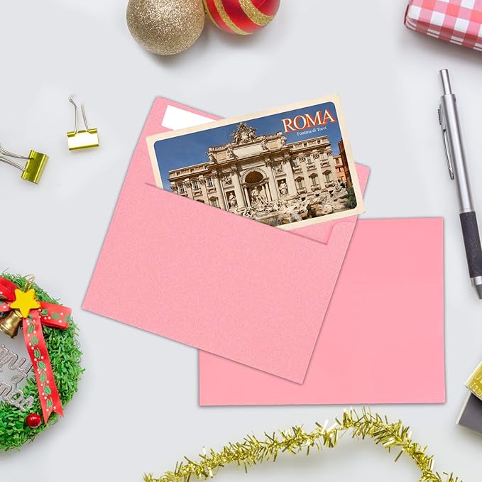 50Packs A4 Pink Envelopes 4x 6 Inch Card Envelopes,Self Seal for Weddings, Greeting Cards，Mailing， Invitations, Photos, Postcards