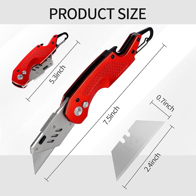Vivicreate Folding Utility Knife Pocket Box Cutter Locking Safety Retractable Blade Quick Change Heavy Duty Razor Knife for Home Office Warehouse Navaja Plegable Cuchillo Cortador de Cajas