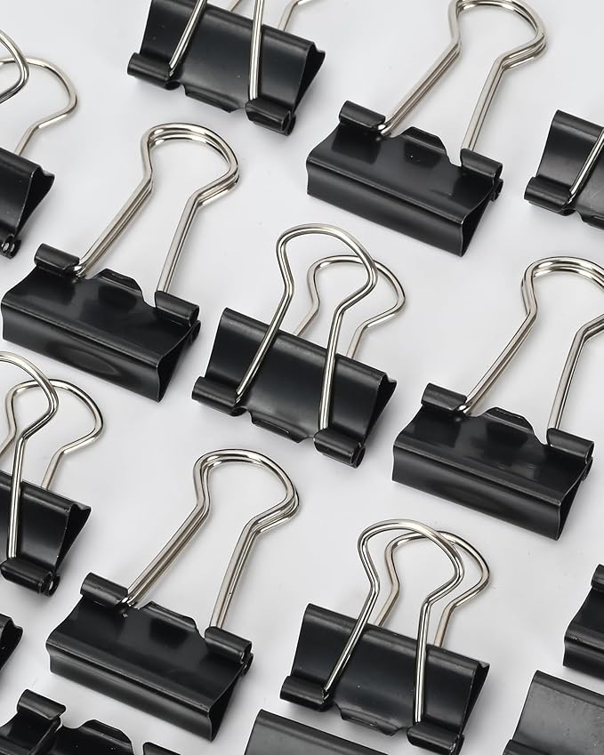 Binder Clips, 50 Pack, 0.75 in Small Paper Clips for Office, (Black)