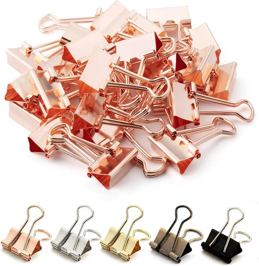 Mr. Pen- Small Binder Clips, 50 pcs, 0.75", Small Size, Rose Gold Metal Binder Paper Clips, Paper Clamps for Office Supplies, Home, School, Business, Document Organizing