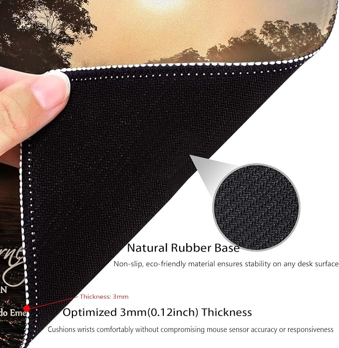Misty River at Sunrise Mouse Pad, Inspirational Quote About Life Desk Mat | Life is a Journey not a Destination Motivational, Cute Mousepad Stitched, Anti-Slip Base Smooth Surface, 9.5 x 7.9 Inches
