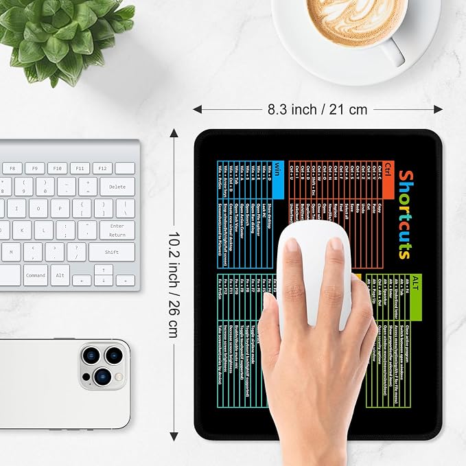 ITNRSIIET Mouse Pad Non-Slip Rubber Base Smooth Surface Stitched Edges Waterproof Durable Compatible with All Mice for Office & Gaming, Desk Accessory, 10.2x8.3x0.12 inch, WinShortcuts