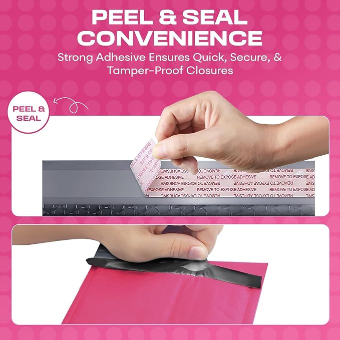 Hot Pink Bubble Mailers 12x15, Self Seal Poly Padded Envelopes, 100 Pack | Holds Clothing & Bulk Items, No Tape Needed, Cushioned Protection, Water-Resistant Poly, Bulk Pack for Small Business