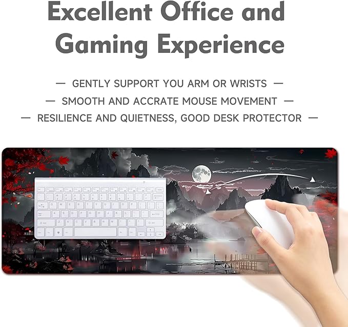 Desk Mat Mouse Pad Gaming Desk Pad XL Large Mouse Mat Office Decor Accessories (Full Moon)