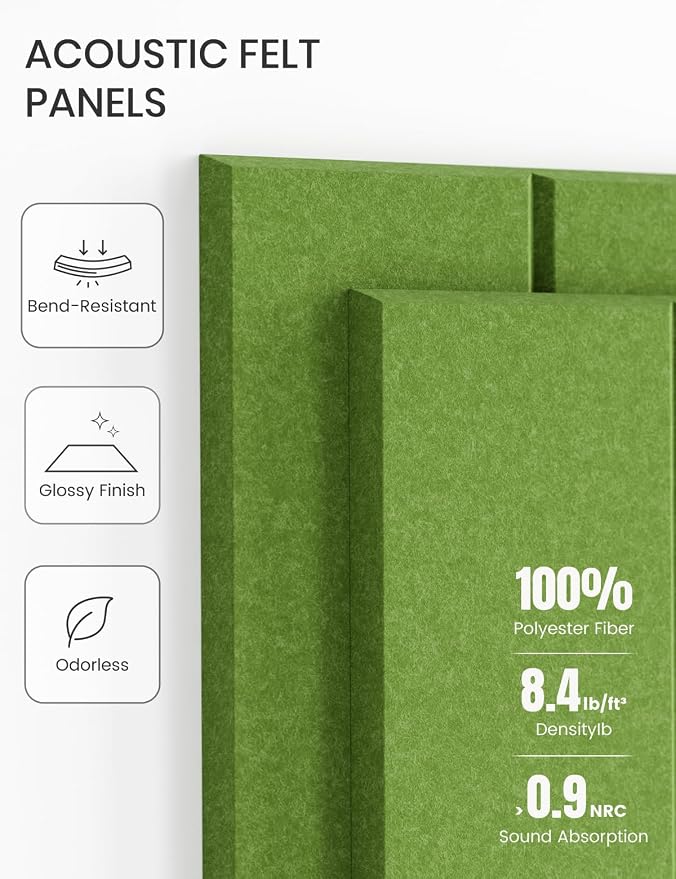 28" x 18" Felt Bulletin Board Tiles, Bold Stripe, Kelly Green | 6-Pack Cork Board Alternative, 30 Adhesive Tabs, Push Pin Board, Wall Decor, Office, Home, Classroom, Dorm