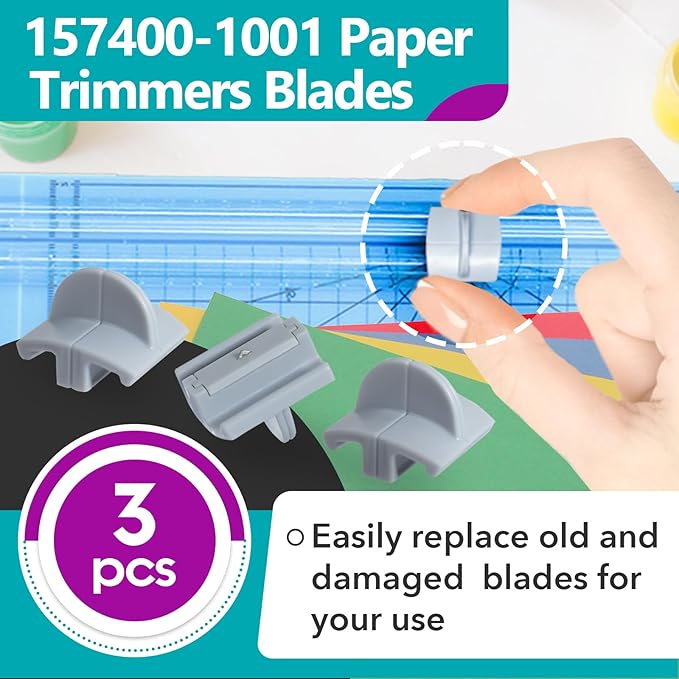 3 Pcs 157400-1001 Paper Trimmers Blades Replacement for Fiskars Blades, Compatible with 12" Portable Paper Cutter Style I Blade 1968701005, Grey