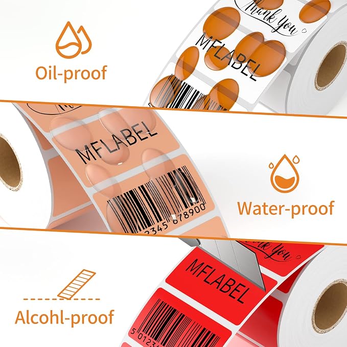 MFLABEL 2-1/4 x 1-1/4 Inch Direct Thermal Perforated Shipping Label, 2.25x1.25 inch Direct Thermal Labels for Barcodes Address，Perforated Shipping Labels (18 Rolls, 1000/Roll)