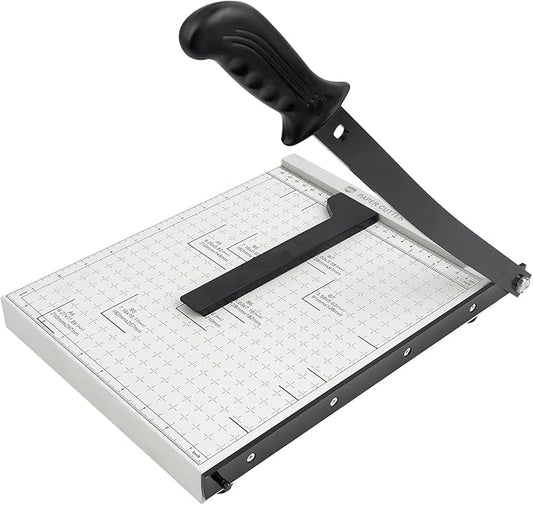 Guillotine Paper Cutter, 12 Inch Heavy Duty Guillotine, 12 Sheet Capacity Stack Paper Trimmer with Safety Blade Lock, 12" Cutting Length and Paper Cutter Slicer for Office Home School