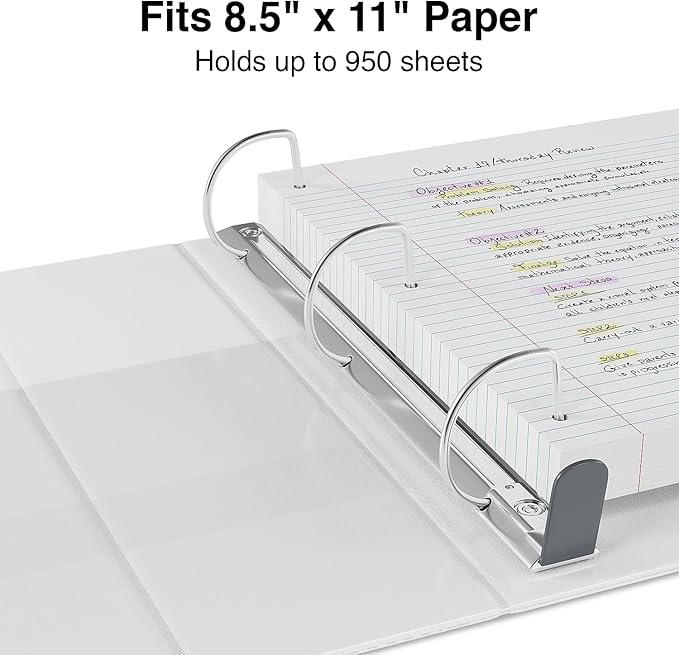 Staples Heavy-Duty 5-Inch D-Ring View Binder, Extra Large Capacity Holds Up to 1,000 Sheets, White, for Office & Archiving