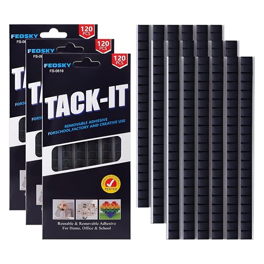 Feosky Adhesive Poster Sticky Tack Putty, Reusable and Removable Adhesive Putty, Mounting Putty for displaying Wall Paintings, Picture, Decoration, Crafts (Black, Pack of 3)