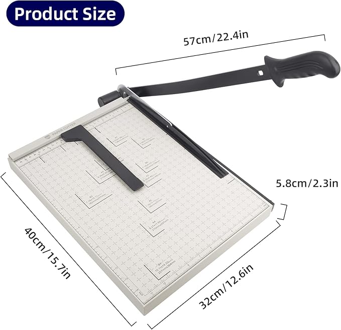 ZEQUAN 15 Inch B4 Guillotine Paper Cutter, Heavy Duty Stack Paper Trimmer with Metal Base, Guard Rail & Safety Lock, 10 Sheet Capacity for Office, Home, School