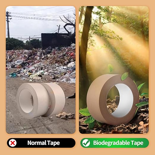 TAPEBEAR Eco-Friendly Kraft Paper Tape, Biodegradable Kraft Paper Tape, Recyclable Writable Packing Tape, Non-Coated Surface for Masking, Sealing, 2inch x 60yards, 24Rolls