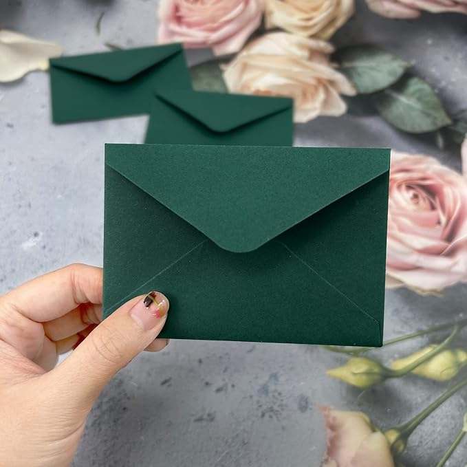 150 Packs of Gift Card Envelopes, Mini Envelopes, Gift Card Holder, Business Card Envelopes (4"x2.75") (dark green)