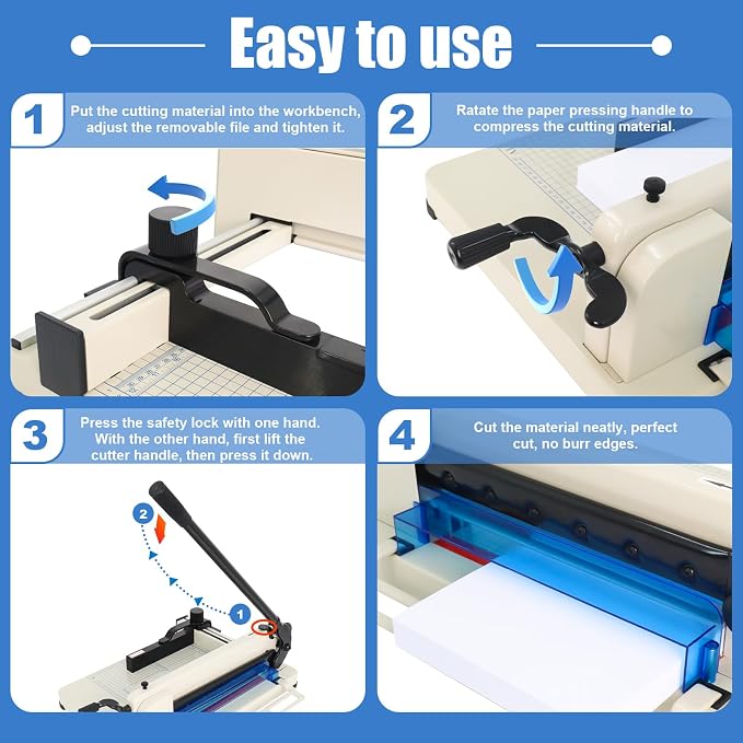 400 Sheet Heavy Duty Paper Cutter with HSS Blade, Industrial Paper Trimmer | Commercial Paper Cutter with Steel Base, Dual Safety Lock and Protective Cover for Print Shops, Schools, Offices and Crafts