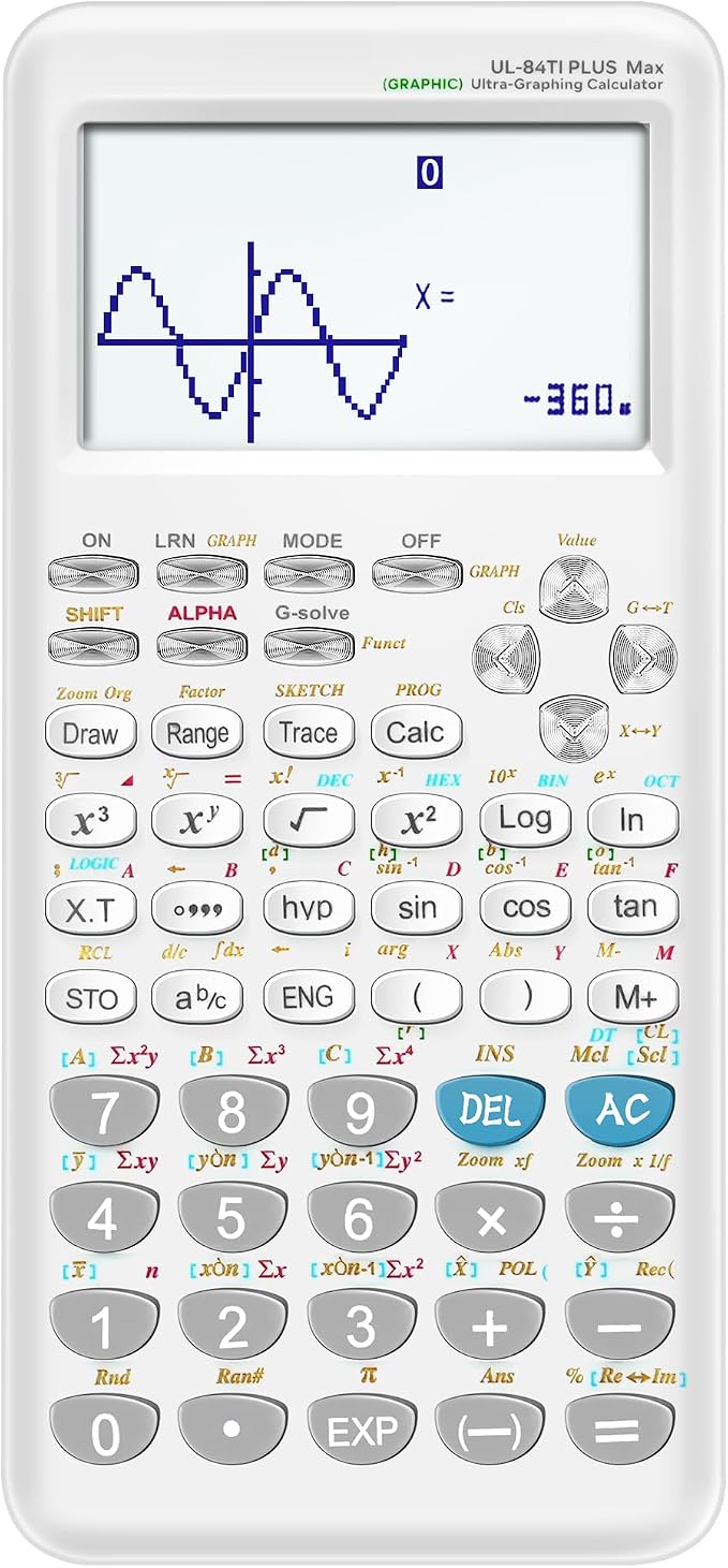 Graphing Calculator, Calculator with Graphics Functions, Large Display for Students, Algebra Calculus Trigonometry, 360+ Functions, UL-84