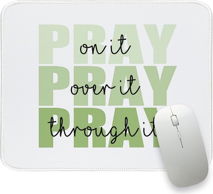 Green Christian Mouse Pad Bible Verses Small Mouse Pads for Desk, Religious Computer Mousepad Cute Jesus Mousepads for Office Scripture Church Gifts for Women Girls 10.2x8.2