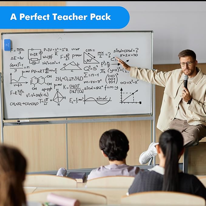 maxtek Black Dry Erase Markers 4 Count with 1 Magnetic Eraser, Low Odor Chisel Tip for Office, School, Classroom