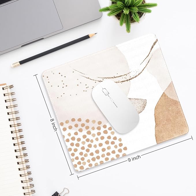 Mouse Pad, Minimalism Marble Style Computer Pad, Anti-Slip Rubber Mouse Mat with Stitched Edges for Gaming, Office, Laptop, PC, Women, 9" x 8" Thick 3 mm, Abstract Stone