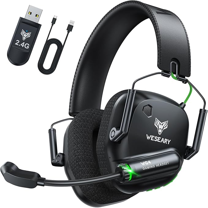 Wireless Gaming Headset for PC, PS5, PS4, Switch & Mac, Dual-Mode 2.4GHz & Bluetooth Gaming Headphones with Microphone, Ultra-Low Latency, 3D Stereo Sound, Up to 45H Battery