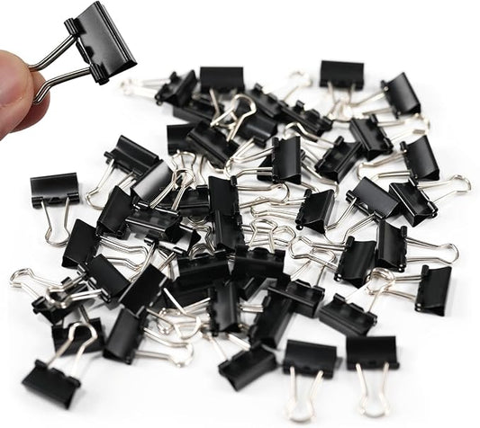Ykimok 48Pcs Mini Binder Clips, 0.5 inch(13mm), Paper Clamps Micro Size for Office Supplies, Black