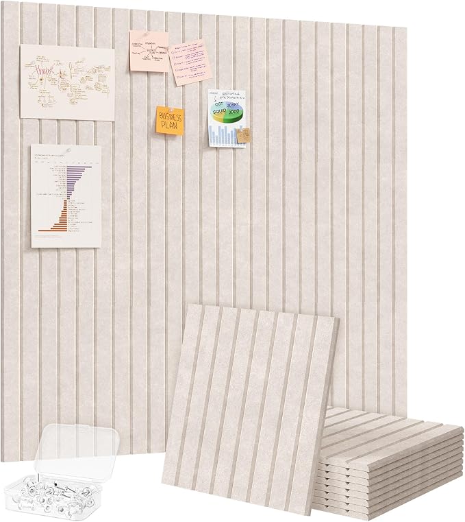 Lifewit Large Felt Bulletin Board, 9 Pack Cork Board Alternative for Walls, 36"x 24" Total Size with Self-Adhesive, Message Board Pin Board with 40 Pushpins for Office Decor, Home, Classroom, Oatmeal