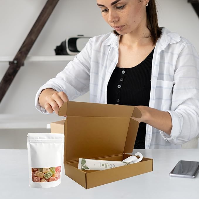 12x7x2 inches Shipping Boxes Bulk 25 Pack Brown, Corrugated Cardboard Box, Mailer Boxes for E-commerce Packaging and Holidays Gift, Small Giving Boxes for Wrapping Mailing Present