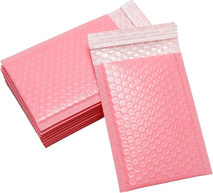 10 Pcs 5x7 Inch Self Seal Adhesive Poly Bubble Mailers Pink Waterproof Shipping Bags for Mailing Packaging