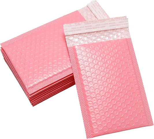 10 Pcs 5x7 Inch Self Seal Adhesive Poly Bubble Mailers Pink Waterproof Shipping Bags for Mailing Packaging