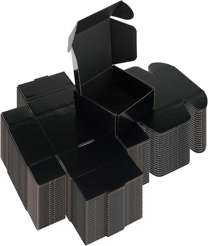 Rempry 50 Pack 4x4x2 Black Shipping Boxes, Small Cardboard Mailer Boxes for Small Business Shipping Packaging