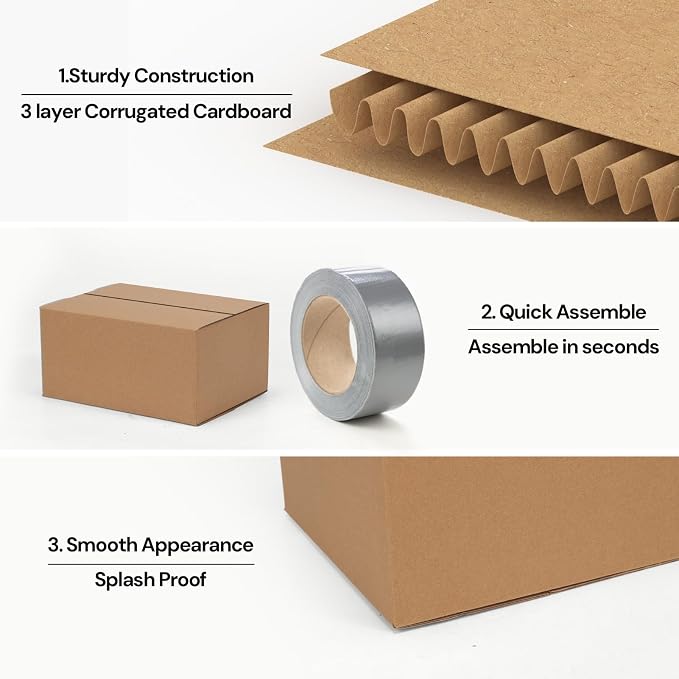 Rempry 30 Pack 8x6x4 Shipping Boxes Brown, Small Corrugated Cardboard Box for Mailing, Packaging Small Business, Kraft Mailer Gift Boxes