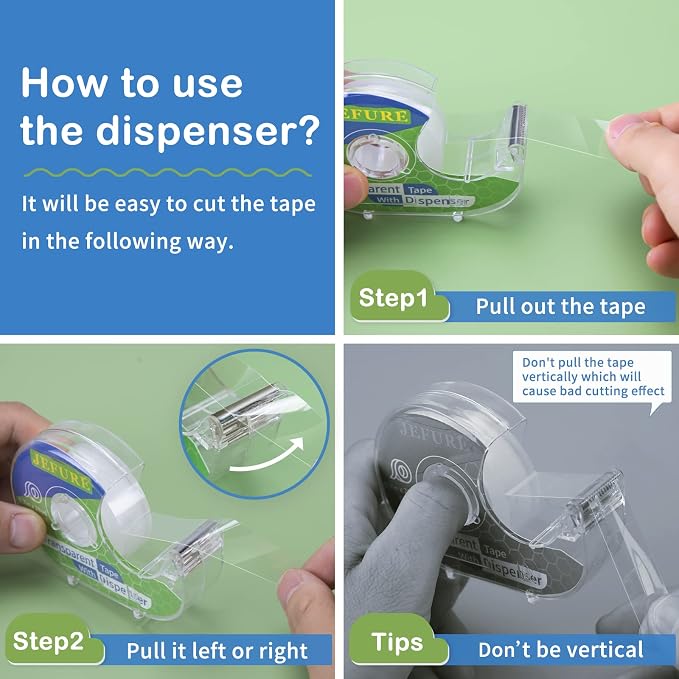 18 Pcs Transparent Tape with Dispenser, 0.7 x 1000 in | Clear Tape Rolls Bulk, Office Tape Refills for Desk, Craft, and Gift Wrapping