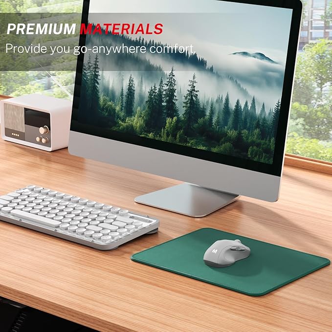 MROCO Mouse Pad [30% Larger] with Anti-Fray Stitched Edges, Premium-Textured Waterproof Surface, Non-Slip Rubber Base, Computer & Gaming Mouse Mat for Laptop, Office & Home, 8.5 x 11 in, Forest Green