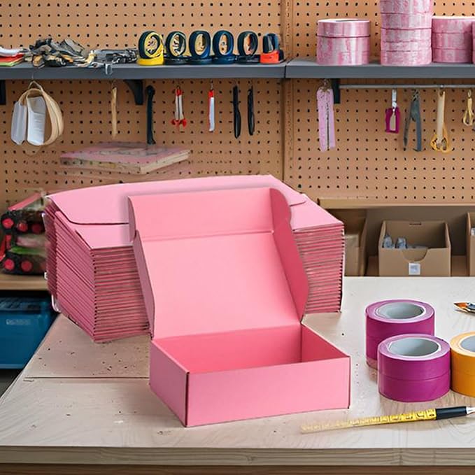 Small Shipping Boxes 10x8x3 Inches – Pink Corrugated Cardboard Boxes (20-Pack) for Mailing, Packing, Small Business & Gift Packaging - Recyclable & Sturdy
