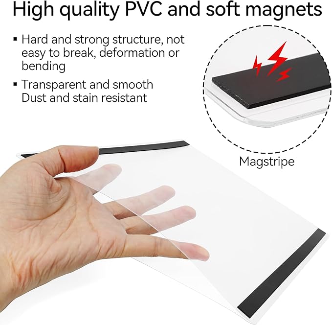5 Pcs 8.5'' x 11'' Rigid Magnetic Sign Holders - Clear Plastic Document Frames with Magnet Borders for Letter Size Posters - Perfect for Home, Office, and Store Displays